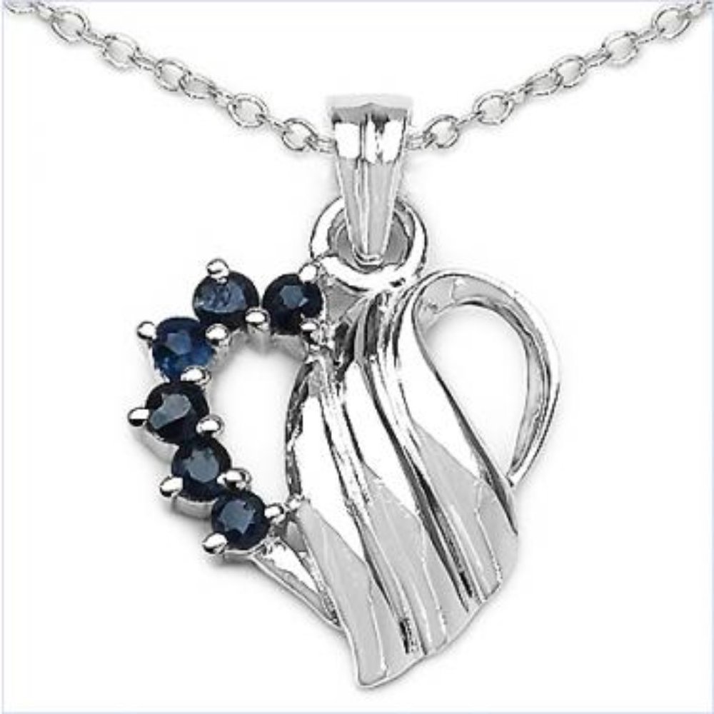 sapphire and st. silver 18" necklace